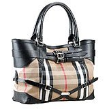 Burberry Medium Bridle House Check Belted Tote Black