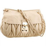 Miu Miu Quilted Leather Flap Bag Beige